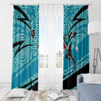 Port Adelaide Australian Football Window Curtain Power Hero Mascot With Indigenous Pattern Art