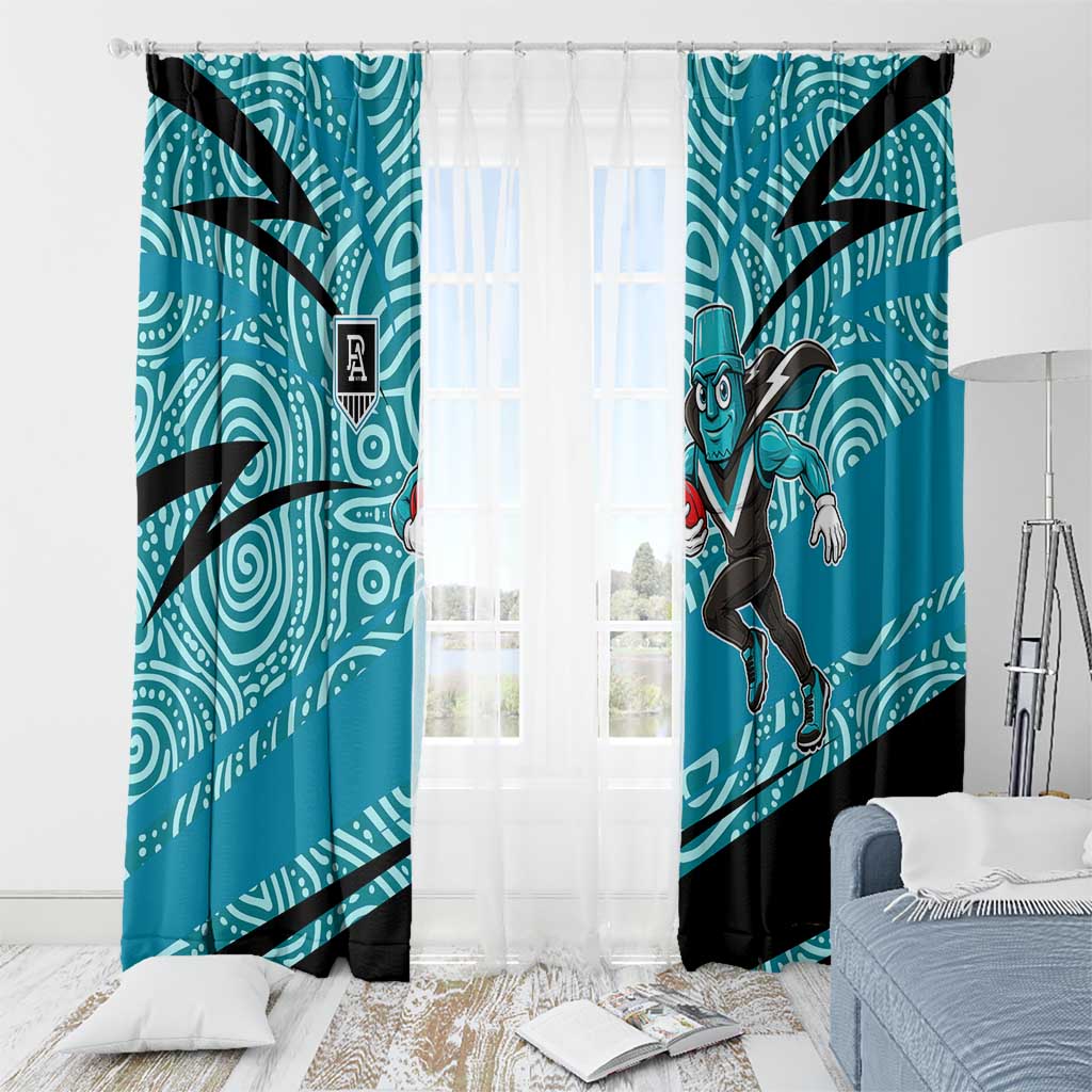 Port Adelaide Australian Football Window Curtain Power Hero Mascot With Indigenous Pattern Art