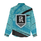 Port Adelaide Australian Football Women Casual Shirt Power Hero Mascot With Indigenous Pattern Art