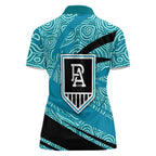 Port Adelaide Australian Football Women Polo Shirt Power Hero Mascot With Indigenous Pattern Art