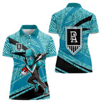 Port Adelaide Australian Football Women Polo Shirt Power Hero Mascot With Indigenous Pattern Art
