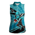 Port Adelaide Australian Football Women Sleeveless Polo Shirt Power Hero Mascot With Indigenous Pattern Art