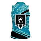 Port Adelaide Australian Football Women Sleeveless Polo Shirt Power Hero Mascot With Indigenous Pattern Art