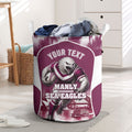 Personalised Sea Eagles Rugby Laundry Basket Eagle Mascot Sydney Skyline 3D Graphic