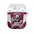 Personalised Sea Eagles Rugby AirPods Case Eagle Mascot Sydney Skyline 3D Graphic