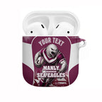 Personalised Sea Eagles Rugby AirPods Case Eagle Mascot Sydney Skyline 3D Graphic