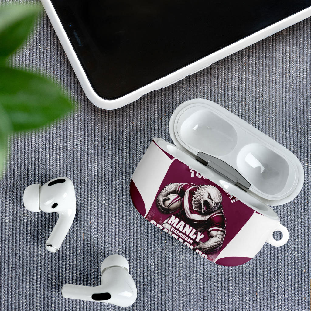 Personalised Sea Eagles Rugby AirPods Case Eagle Mascot Sydney Skyline 3D Graphic