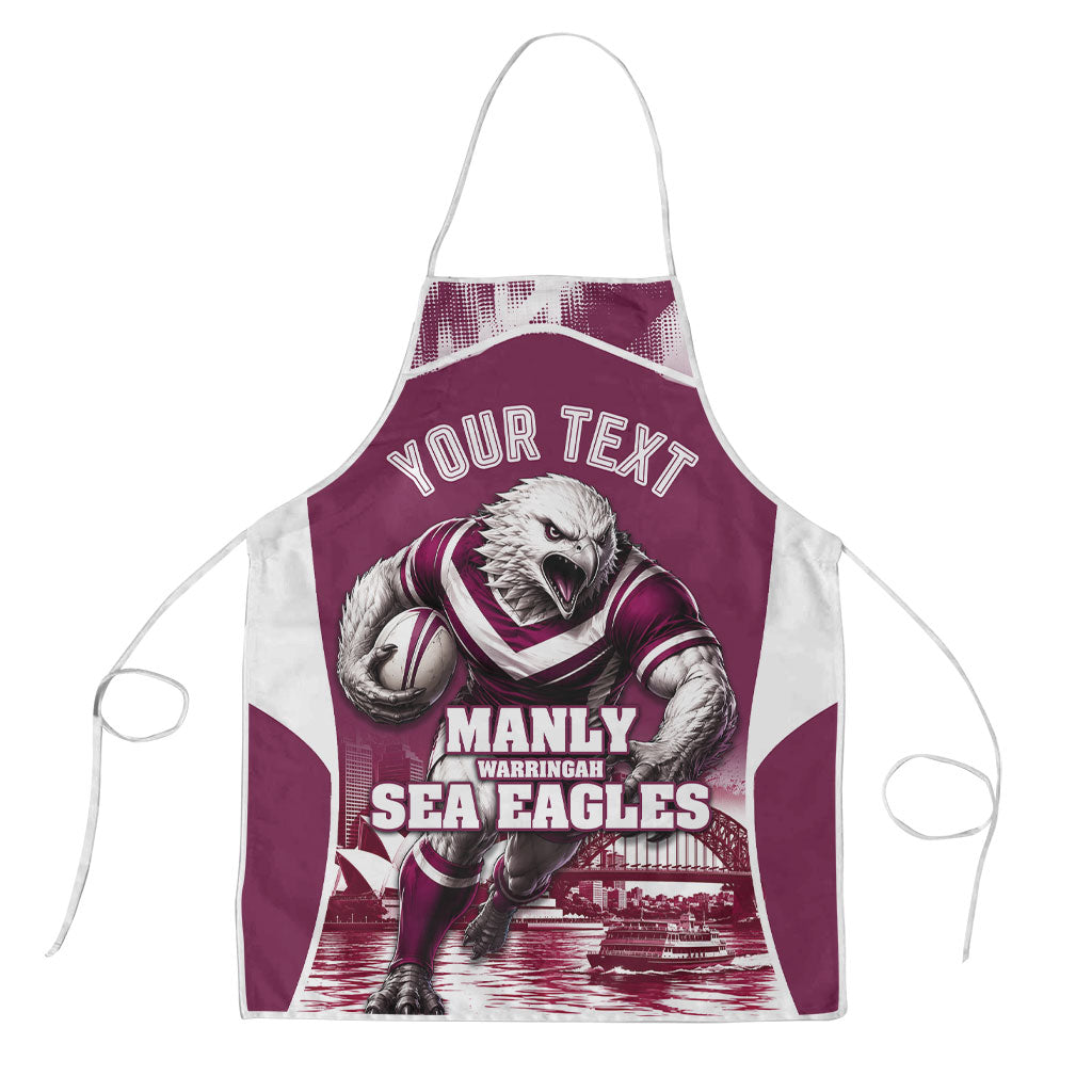 Personalised Sea Eagles Rugby Apron Eagle Mascot Sydney Skyline 3D Graphic
