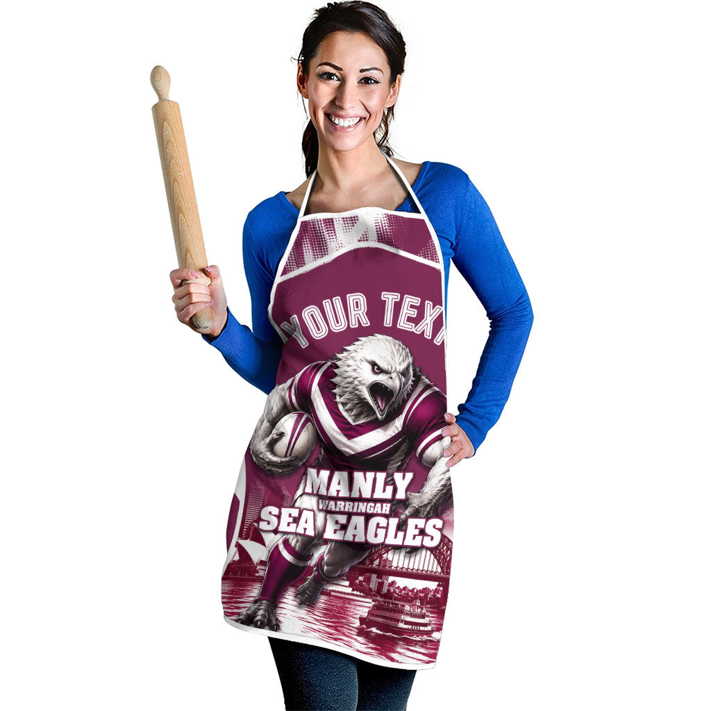 Personalised Sea Eagles Rugby Apron Eagle Mascot Sydney Skyline 3D Graphic
