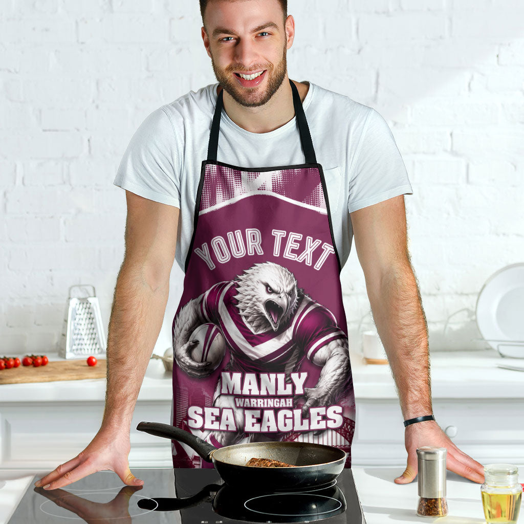 Personalised Sea Eagles Rugby Apron Eagle Mascot Sydney Skyline 3D Graphic