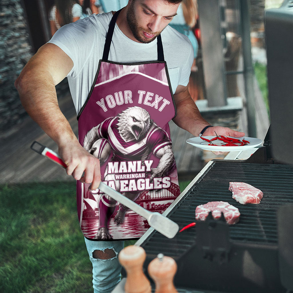 Personalised Sea Eagles Rugby Apron Eagle Mascot Sydney Skyline 3D Graphic