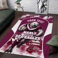 Personalised Sea Eagles Rugby Area Rug Eagle Mascot Sydney Skyline 3D Graphic