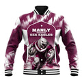 Personalised Sea Eagles Rugby Baseball Jacket Eagle Mascot Sydney Skyline 3D Graphic