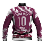 Personalised Sea Eagles Rugby Baseball Jacket Eagle Mascot Sydney Skyline 3D Graphic
