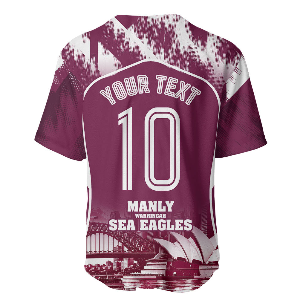 Personalised Sea Eagles Rugby Baseball Jersey Eagle Mascot Sydney Skyline 3D Graphic