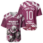 Personalised Sea Eagles Rugby Baseball Jersey Eagle Mascot Sydney Skyline 3D Graphic