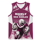 Personalised Sea Eagles Rugby Basketball Jersey Eagle Mascot Sydney Skyline 3D Graphic