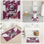 Personalised Sea Eagles Rugby Bathroom Set Eagle Mascot Sydney Skyline 3D Graphic