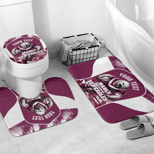 Personalised Sea Eagles Rugby Bathroom Set Eagle Mascot Sydney Skyline 3D Graphic