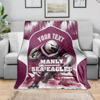 Personalised Sea Eagles Rugby Blanket Eagle Mascot Sydney Skyline 3D Graphic