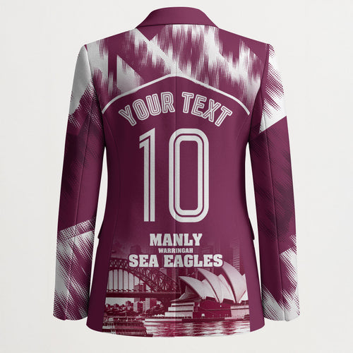 Personalised Sea Eagles Rugby Blazer Eagle Mascot Sydney Skyline 3D Graphic
