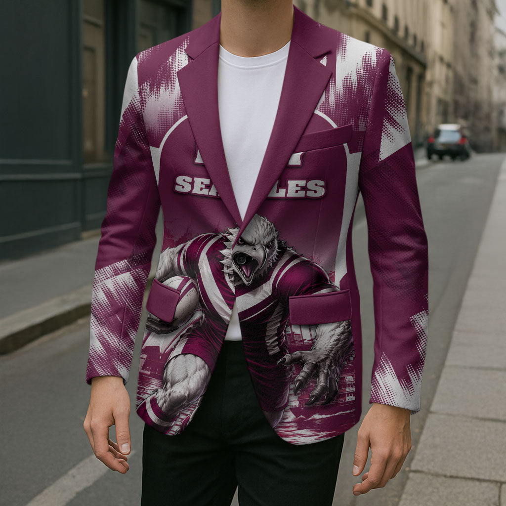 Personalised Sea Eagles Rugby Blazer Eagle Mascot Sydney Skyline 3D Graphic