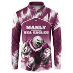 Personalised Sea Eagles Rugby Button Sweatshirt Eagle Mascot Sydney Skyline 3D Graphic