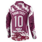 Personalised Sea Eagles Rugby Button Sweatshirt Eagle Mascot Sydney Skyline 3D Graphic