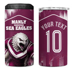 Personalised Sea Eagles Rugby 4 in 1 Can Cooler Tumbler Eagle Mascot Sydney Skyline 3D Graphic