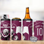Personalised Sea Eagles Rugby 4 in 1 Can Cooler Tumbler Eagle Mascot Sydney Skyline 3D Graphic
