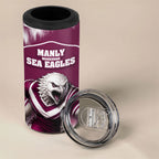 Personalised Sea Eagles Rugby 4 in 1 Can Cooler Tumbler Eagle Mascot Sydney Skyline 3D Graphic