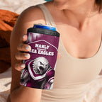 Personalised Sea Eagles Rugby 4 in 1 Can Cooler Tumbler Eagle Mascot Sydney Skyline 3D Graphic