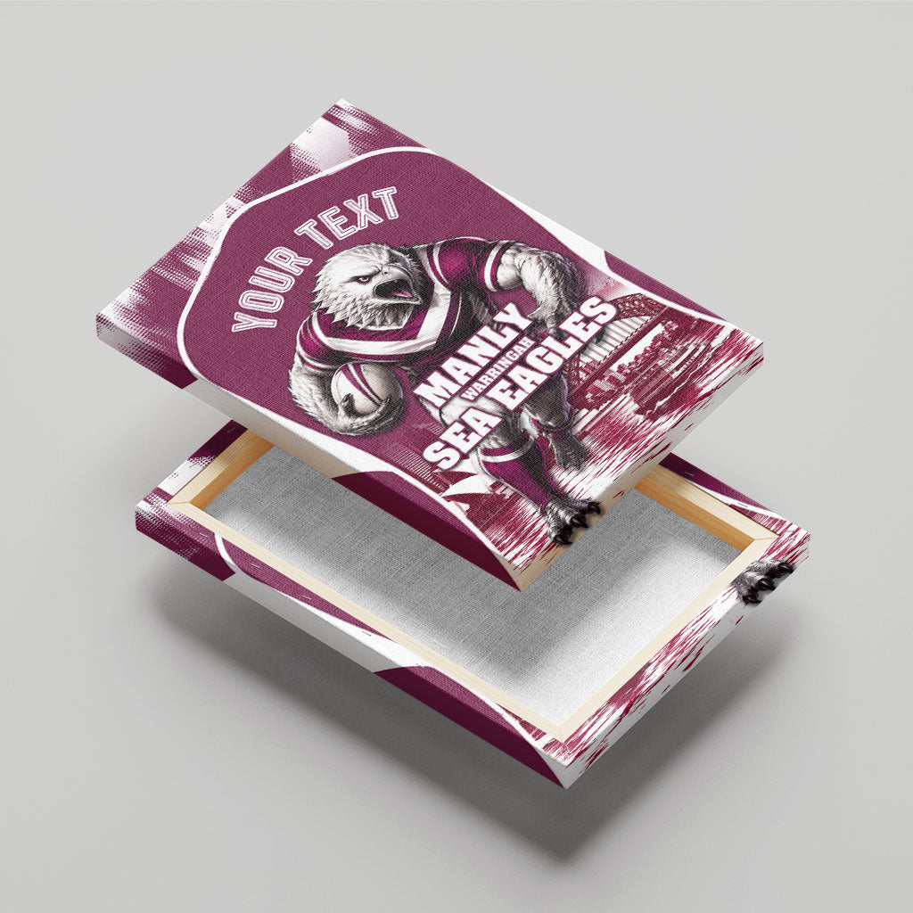Personalised Sea Eagles Rugby Canvas Wall Art Eagle Mascot Sydney Skyline 3D Graphic
