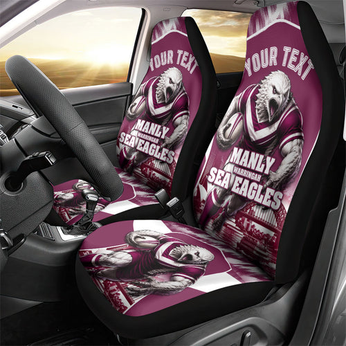 Personalised Sea Eagles Rugby Car Seat Cover Eagle Mascot Sydney Skyline 3D Graphic