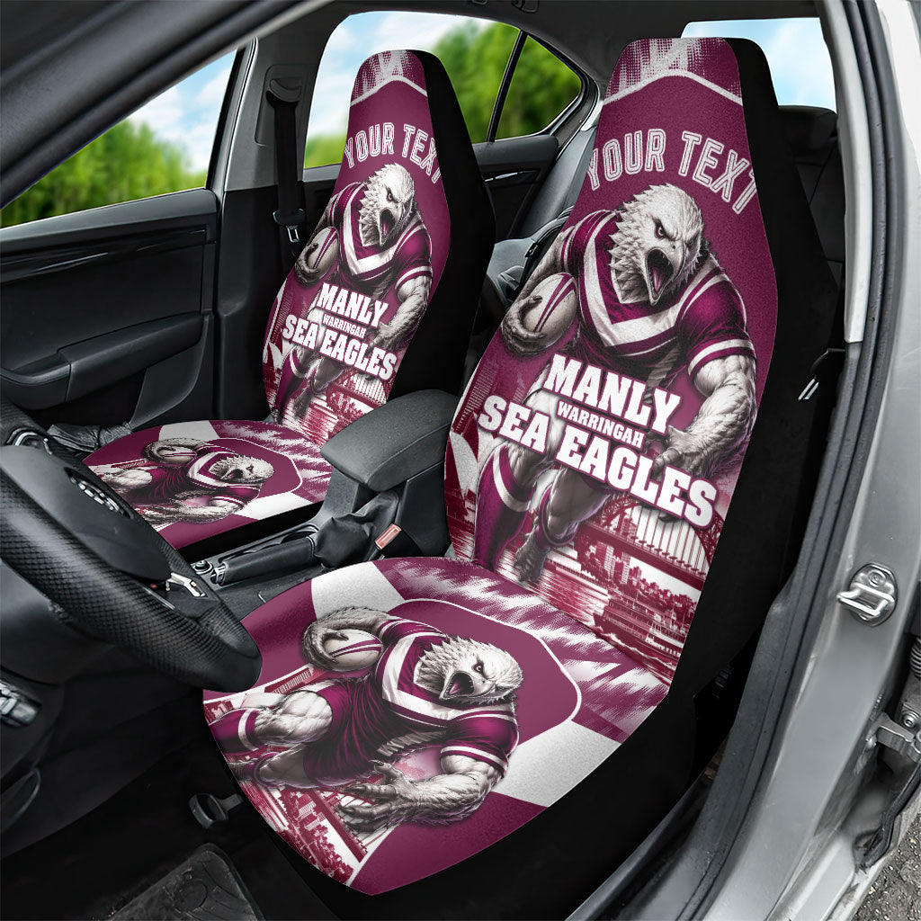 Personalised Sea Eagles Rugby Car Seat Cover Eagle Mascot Sydney Skyline 3D Graphic