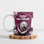 Personalised Sea Eagles Rugby Ceramic Mug Eagle Mascot Sydney Skyline 3D Graphic