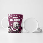 Personalised Sea Eagles Rugby Ceramic Mug Eagle Mascot Sydney Skyline 3D Graphic