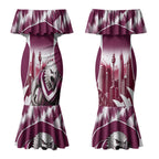 Personalised Sea Eagles Rugby Couples Matching Mermaid Dress and Long Sleeve Button Shirt Eagle Mascot Sydney Skyline 3D Graphic