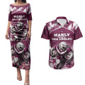 Personalised Sea Eagles Rugby Couples Matching Puletasi and Hawaiian Shirt Eagle Mascot Sydney Skyline 3D Graphic