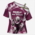 Personalised Sea Eagles Rugby Cross Shoulder Shirt Eagle Mascot Sydney Skyline 3D Graphic