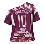 Personalised Sea Eagles Rugby Cross Shoulder Shirt Eagle Mascot Sydney Skyline 3D Graphic