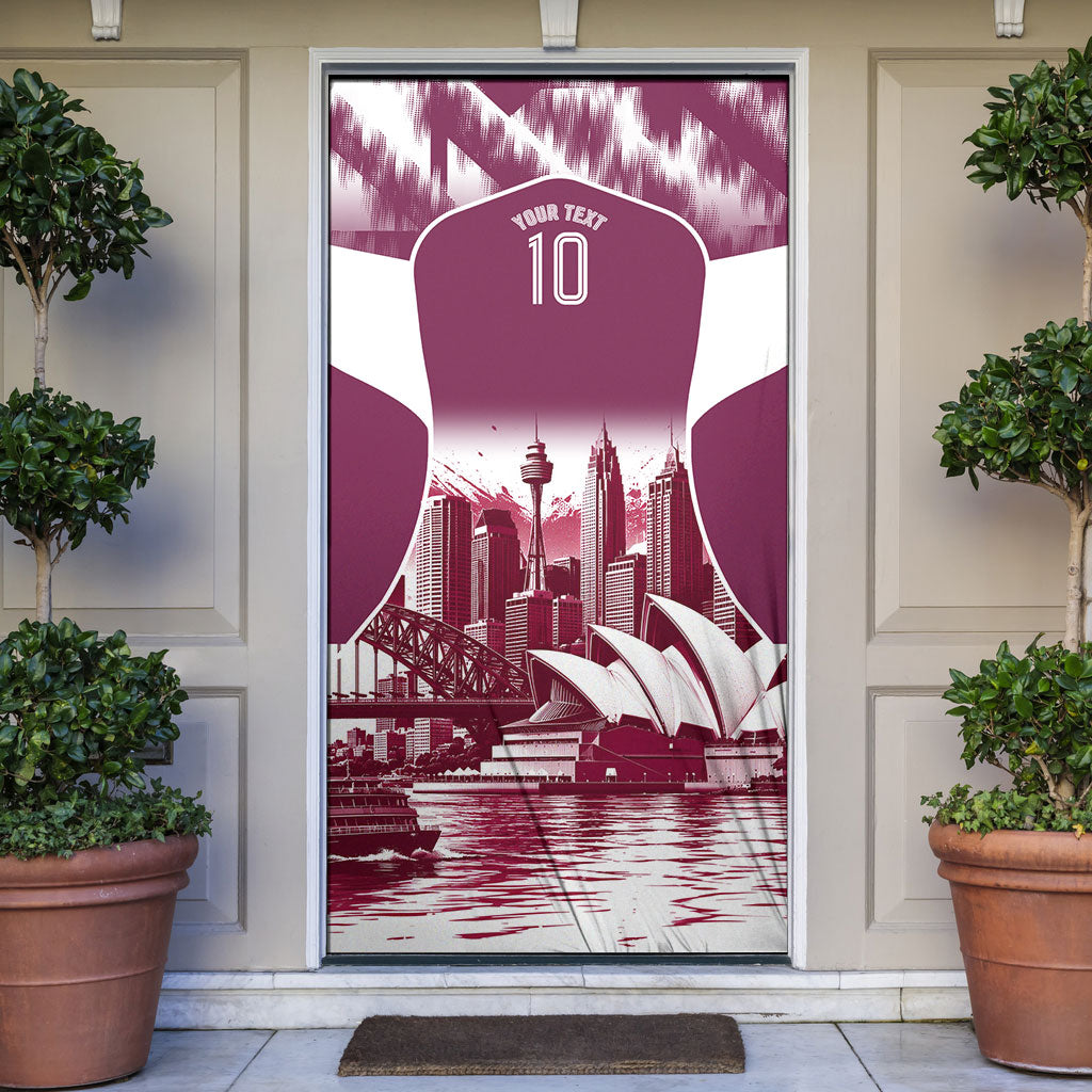 Personalised Sea Eagles Rugby Door Cover Eagle Mascot Sydney Skyline 3D Graphic