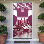 Personalised Sea Eagles Rugby Door Cover Eagle Mascot Sydney Skyline 3D Graphic