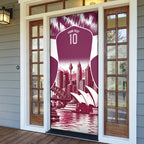 Personalised Sea Eagles Rugby Door Cover Eagle Mascot Sydney Skyline 3D Graphic