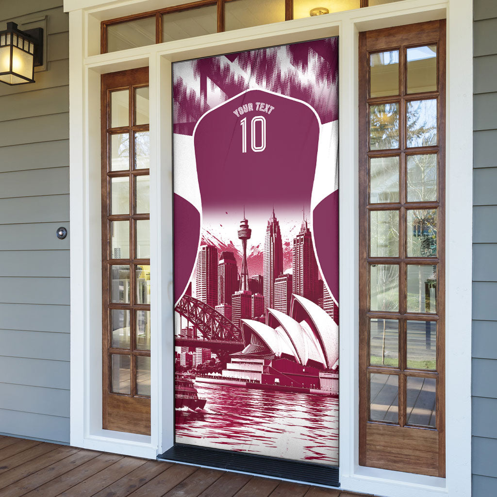 Personalised Sea Eagles Rugby Door Cover Eagle Mascot Sydney Skyline 3D Graphic