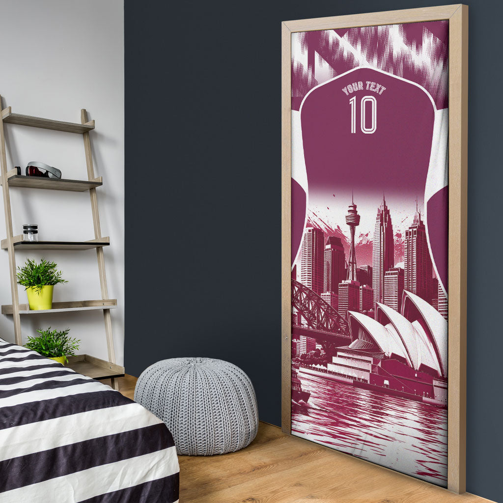 Personalised Sea Eagles Rugby Door Cover Eagle Mascot Sydney Skyline 3D Graphic