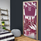 Personalised Sea Eagles Rugby Door Cover Eagle Mascot Sydney Skyline 3D Graphic