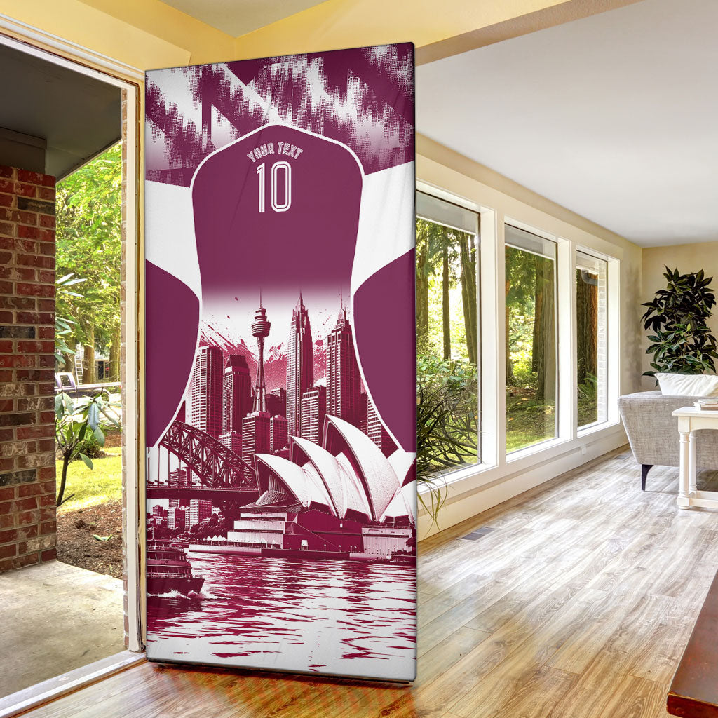 Personalised Sea Eagles Rugby Door Cover Eagle Mascot Sydney Skyline 3D Graphic