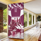Personalised Sea Eagles Rugby Door Cover Eagle Mascot Sydney Skyline 3D Graphic