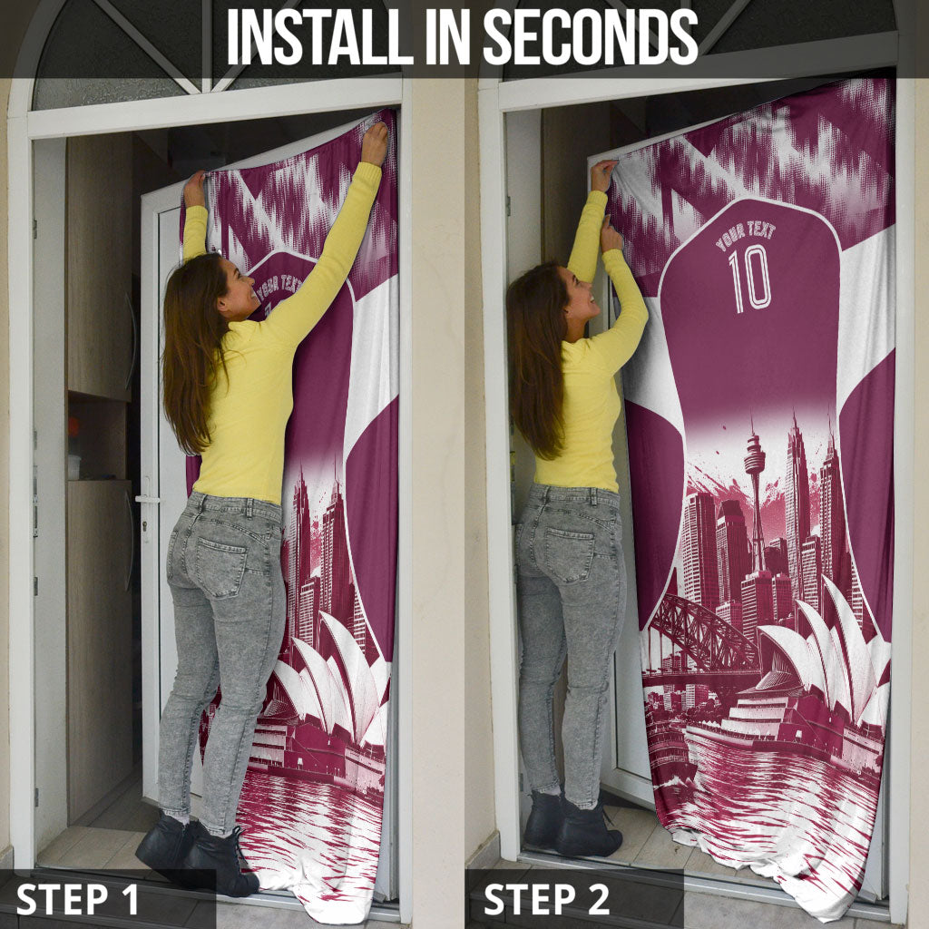 Personalised Sea Eagles Rugby Door Cover Eagle Mascot Sydney Skyline 3D Graphic